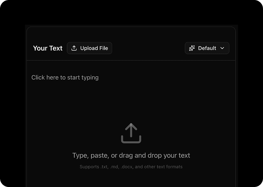 Paste or drop text interface