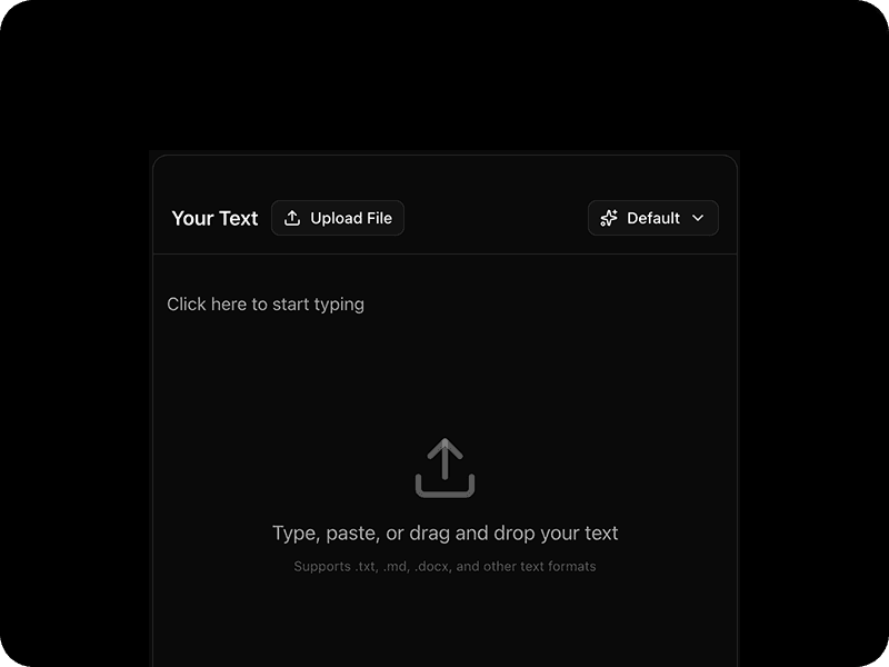 Paste or drop text interface